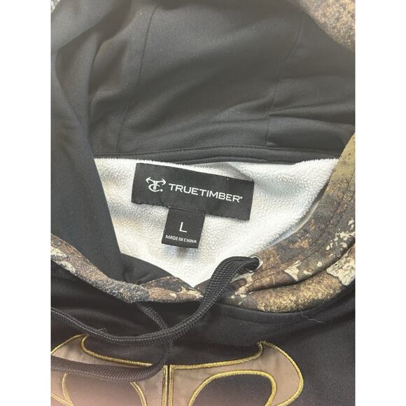 TrueTimber Men’s Large Camo Black Hoodie Pullover Logo Sweatshirt - Picture 6 of 10